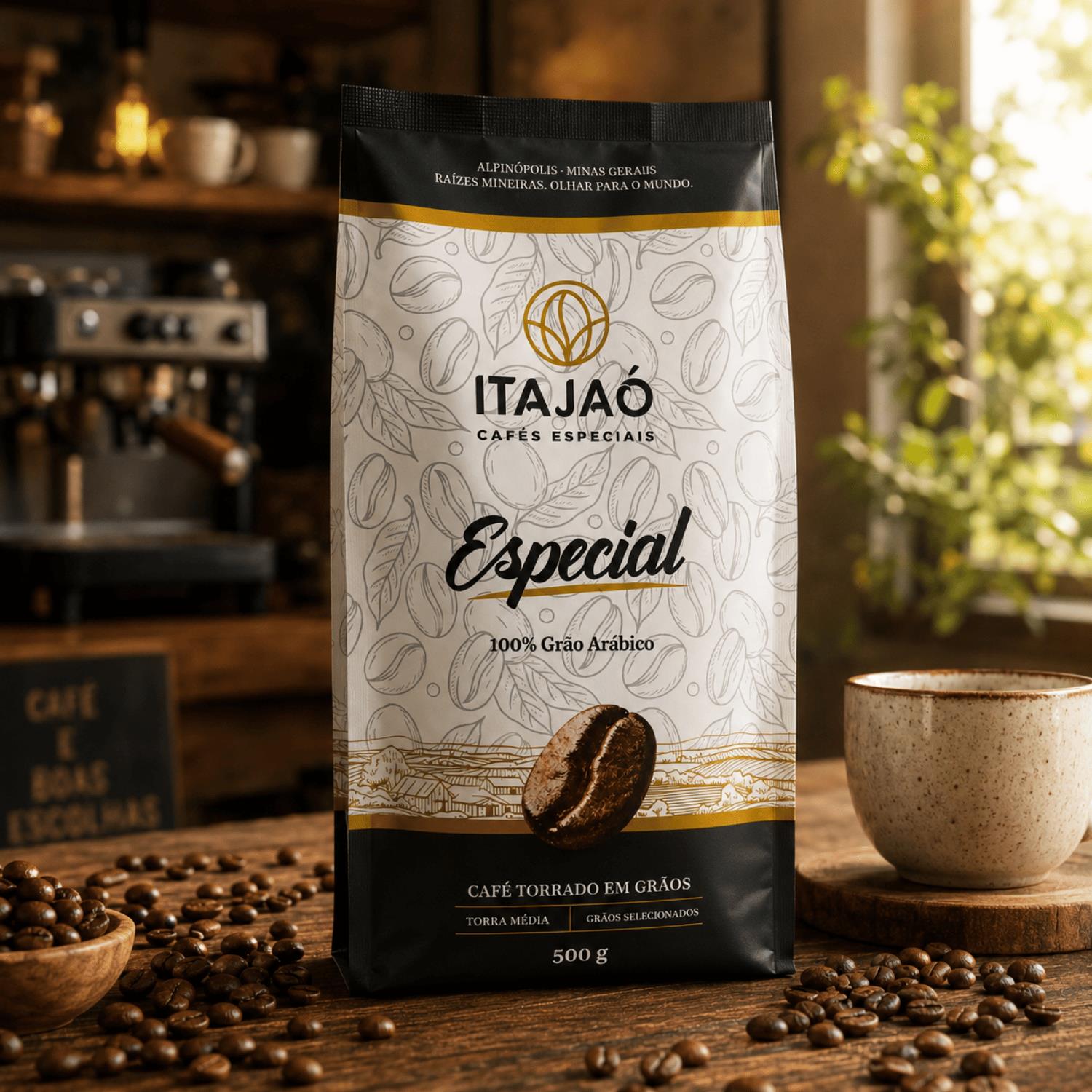 Pacote do Café Itajaó em uma cafeteria